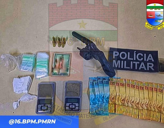 Policiais do 16º BPM apreendem drogas e arma de fogo em São Gonçalo do Amarante