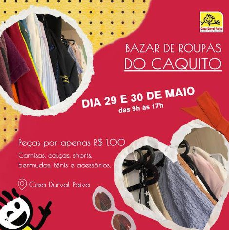 Casa Durval Paiva realiza mega bazar de roupas e acessórios com peças por R$ 1 real